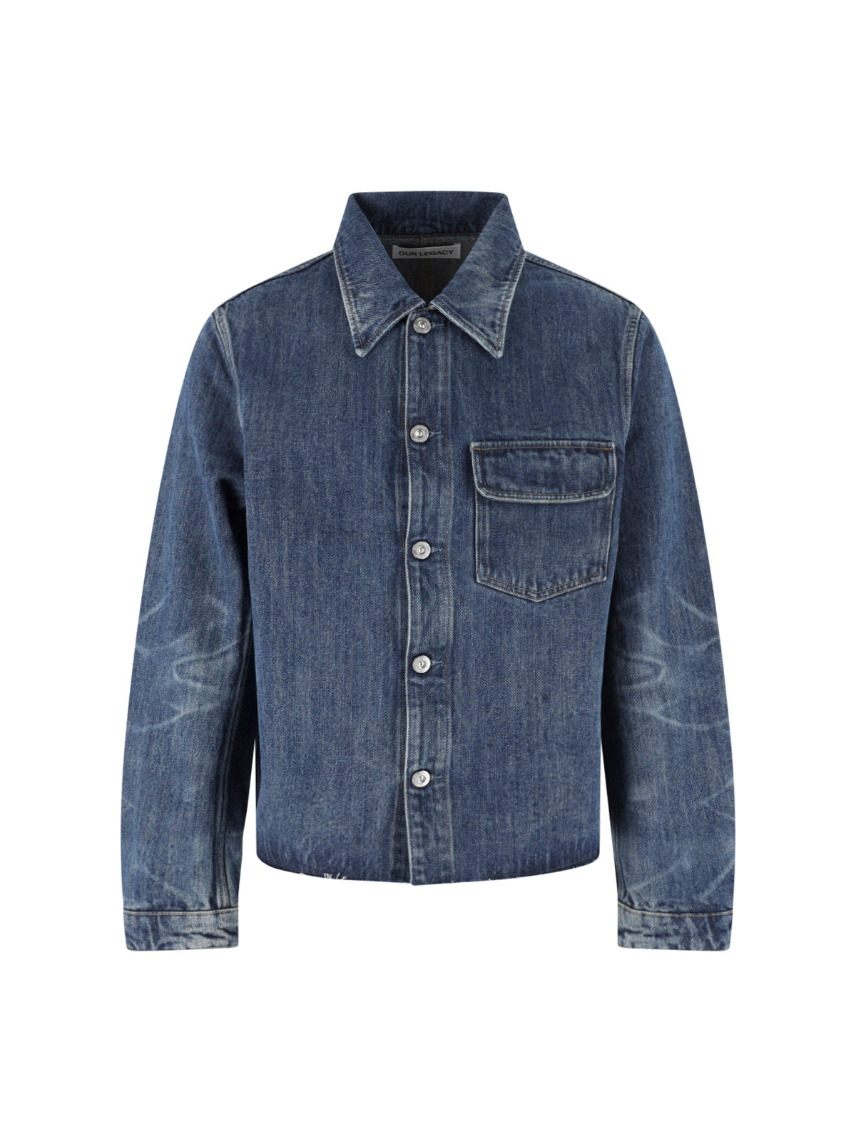Blue Faded Cropped Denim Jacket