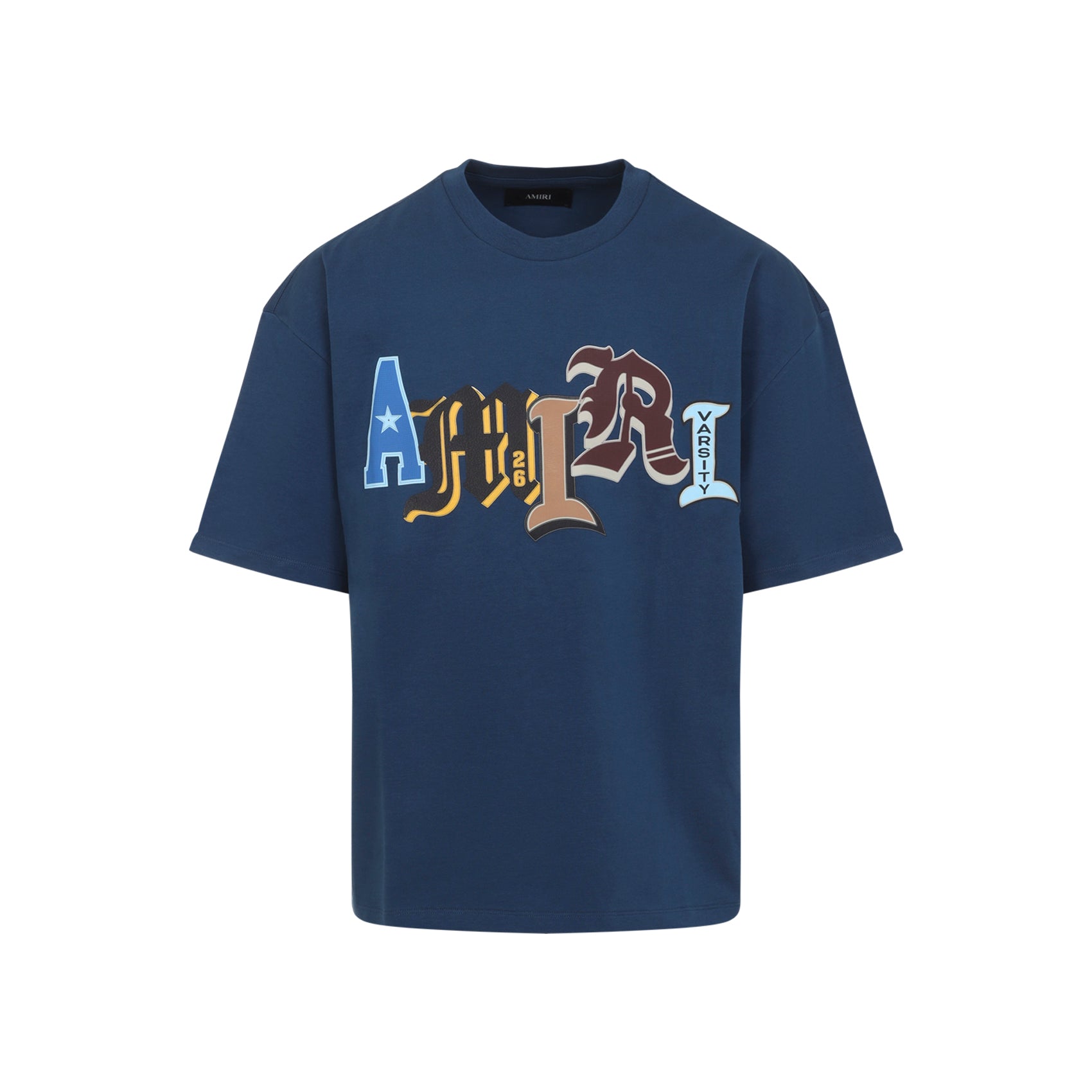 Luźny T-shirt Z Nadrukiem W Kolorze Głęboki Błękit