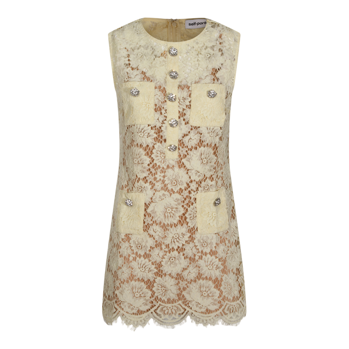 Sleeveless Mini Dress with Floral Lace