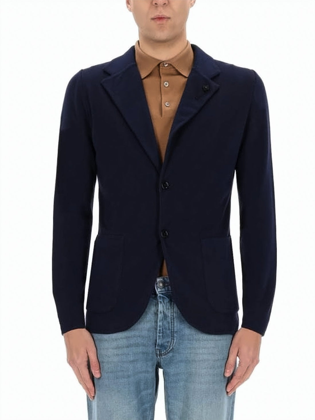 Tailored Fit Navy Cotton Jacket
