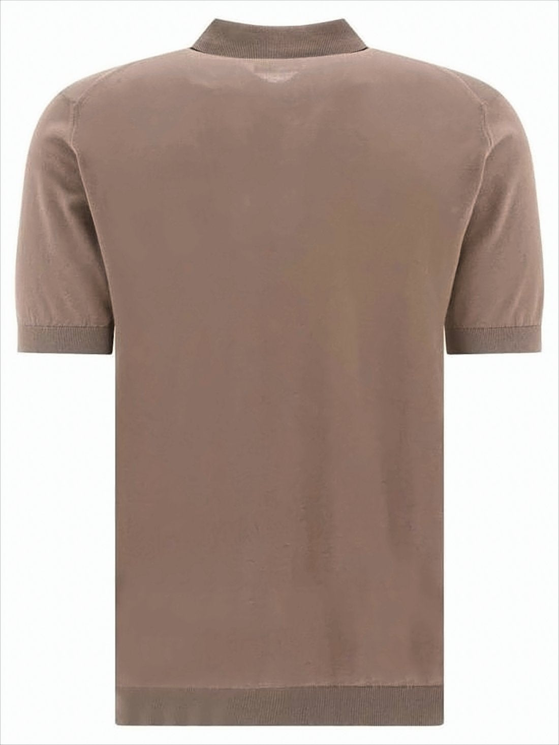 Classic Brown Polo Shirt With Smooth Knit And Ribbed Details
