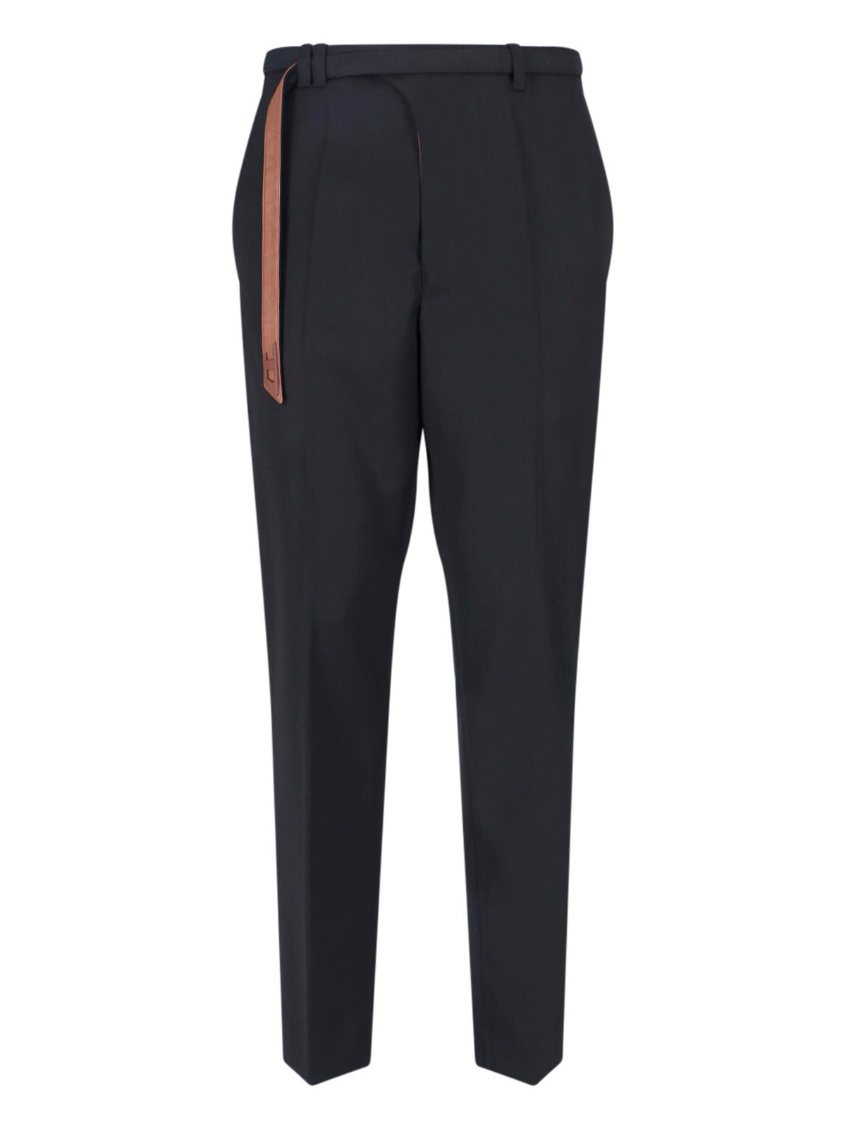 Black Tailored Biker Belt Straight Trousers