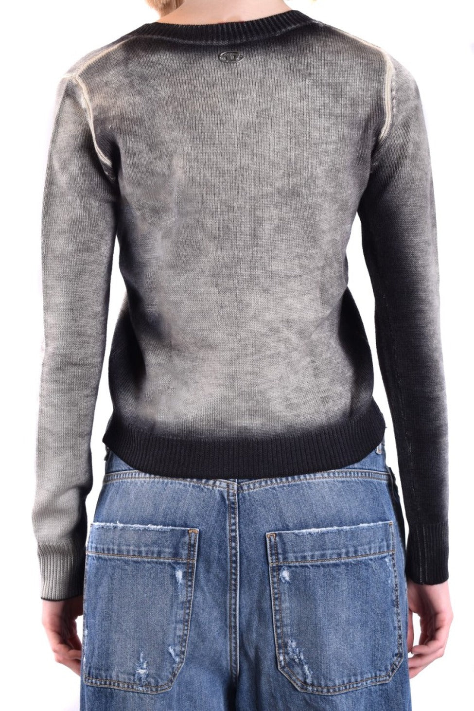 Wool V-Neck Sweater With Textured Finish And Contrast Detailing