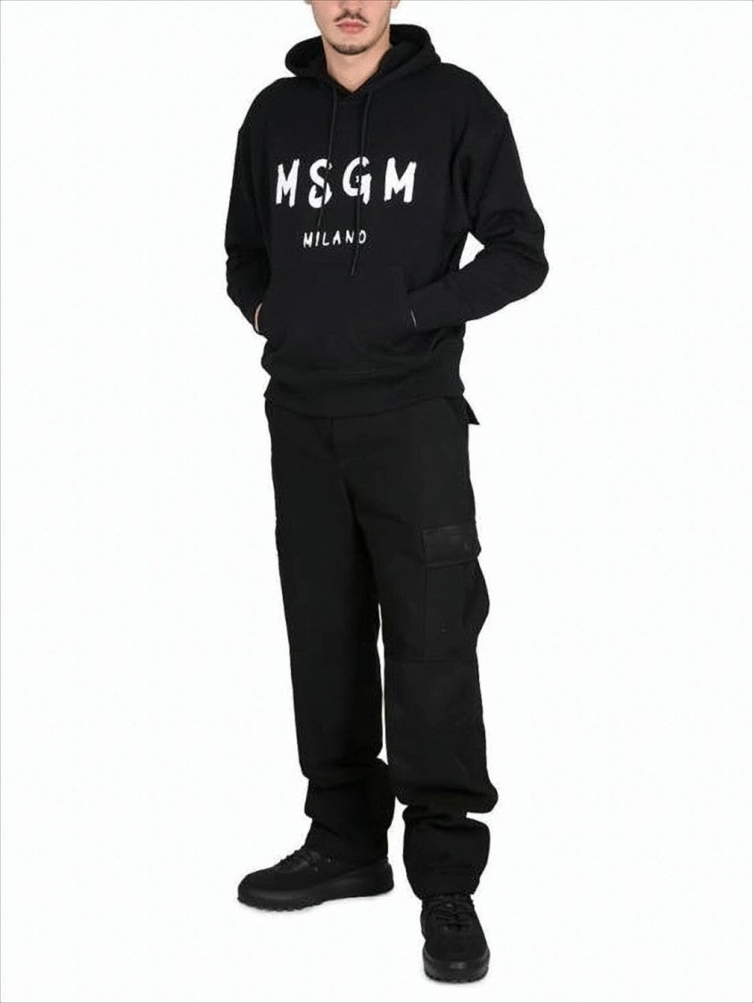Relaxed Fit Hoodie With Bold Brushstroke Lettering