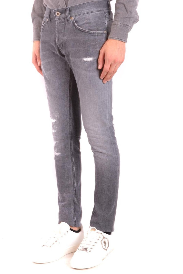 Faded Black Slim-Fit Jeans With Distressed Details