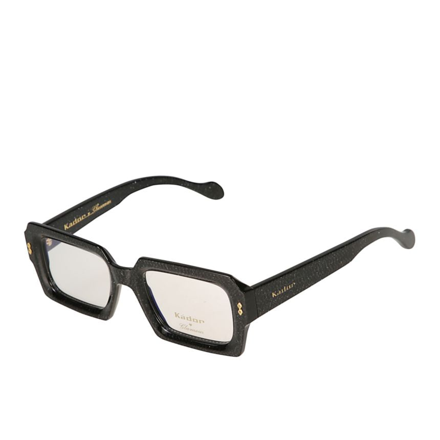 Evy Glamour Textured Rectangular Frame Eyeglasses with Gold Accents