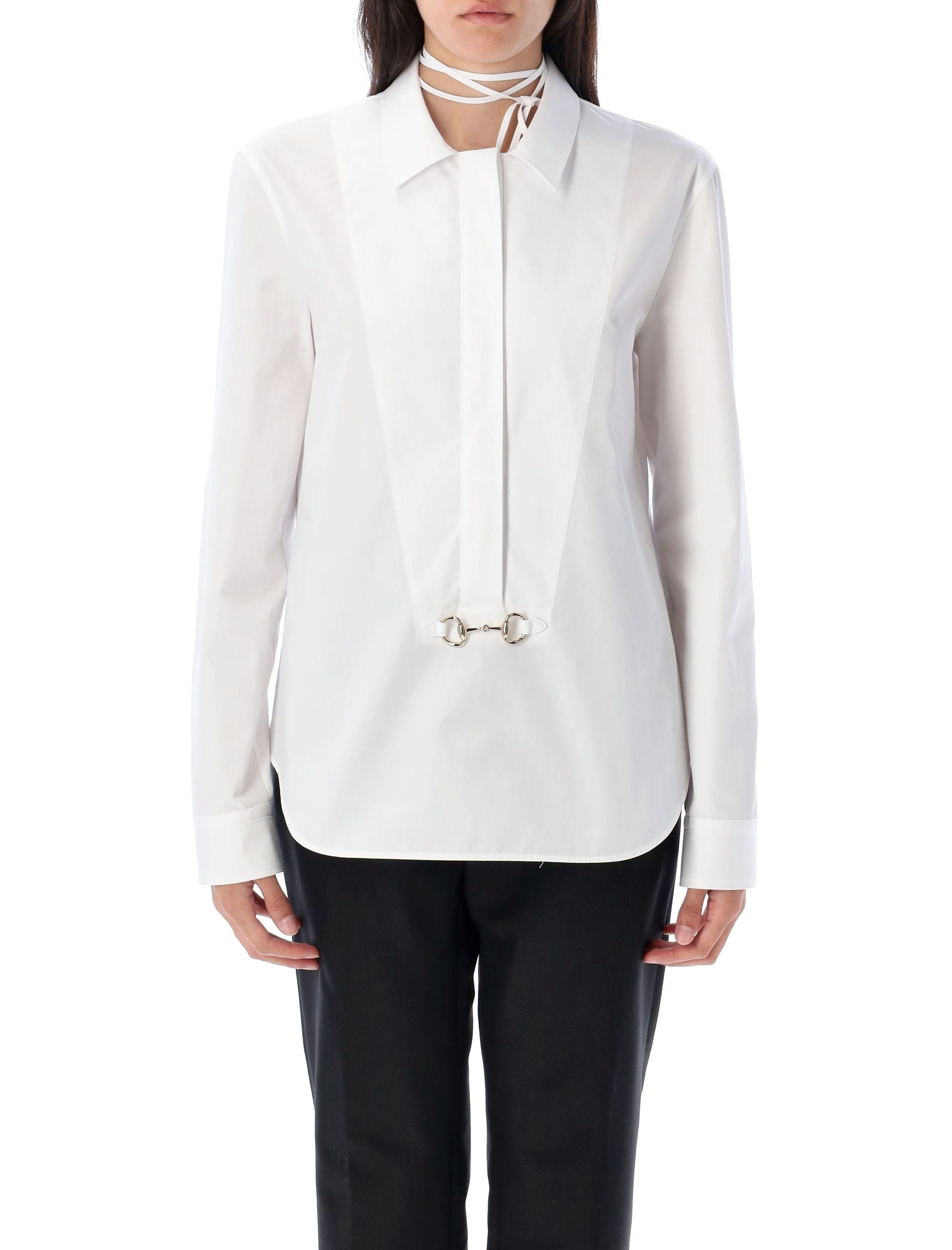 Cotton Poplin Shirt With Horsebit