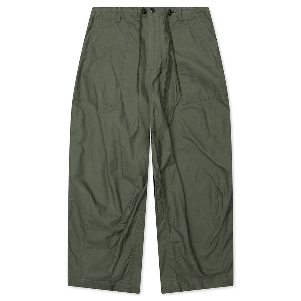 Relaxed-Fit Green Cotton Straight Pants