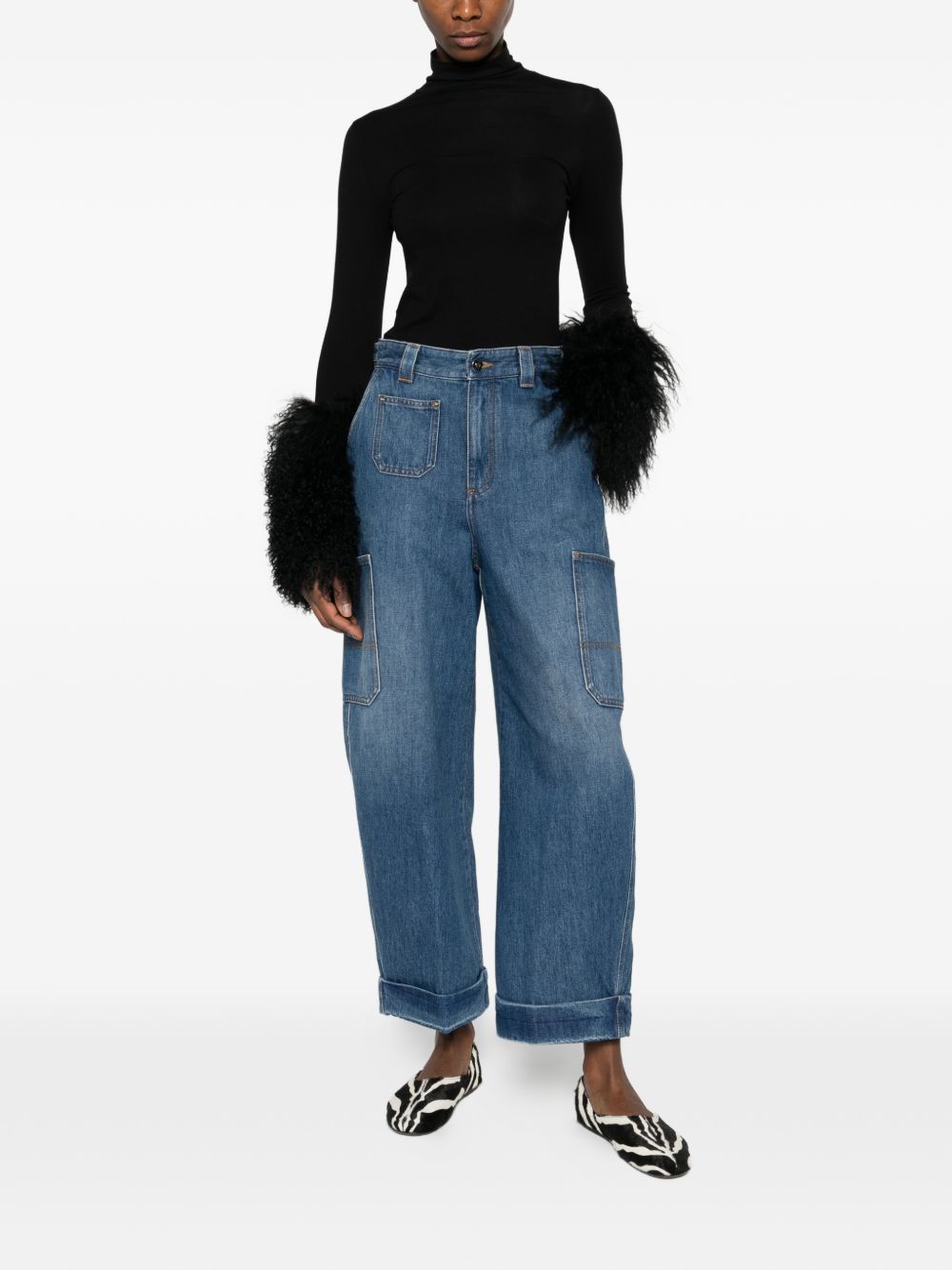 Wide-Leg Denim Jeans