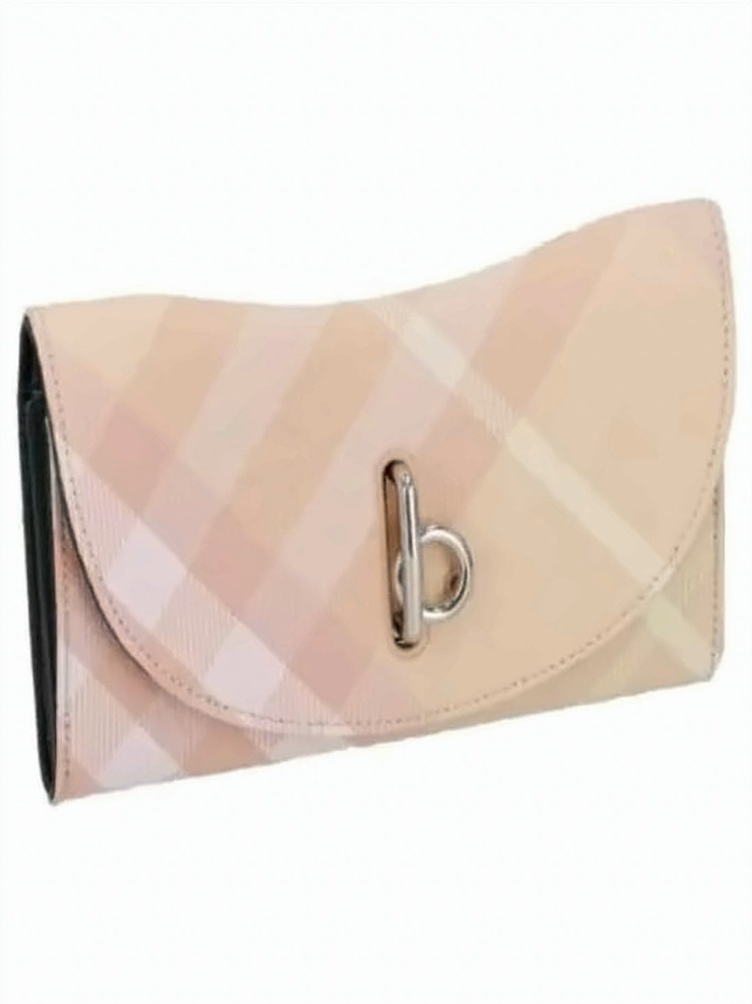 Plaid Long Wallet with Curved Flap
