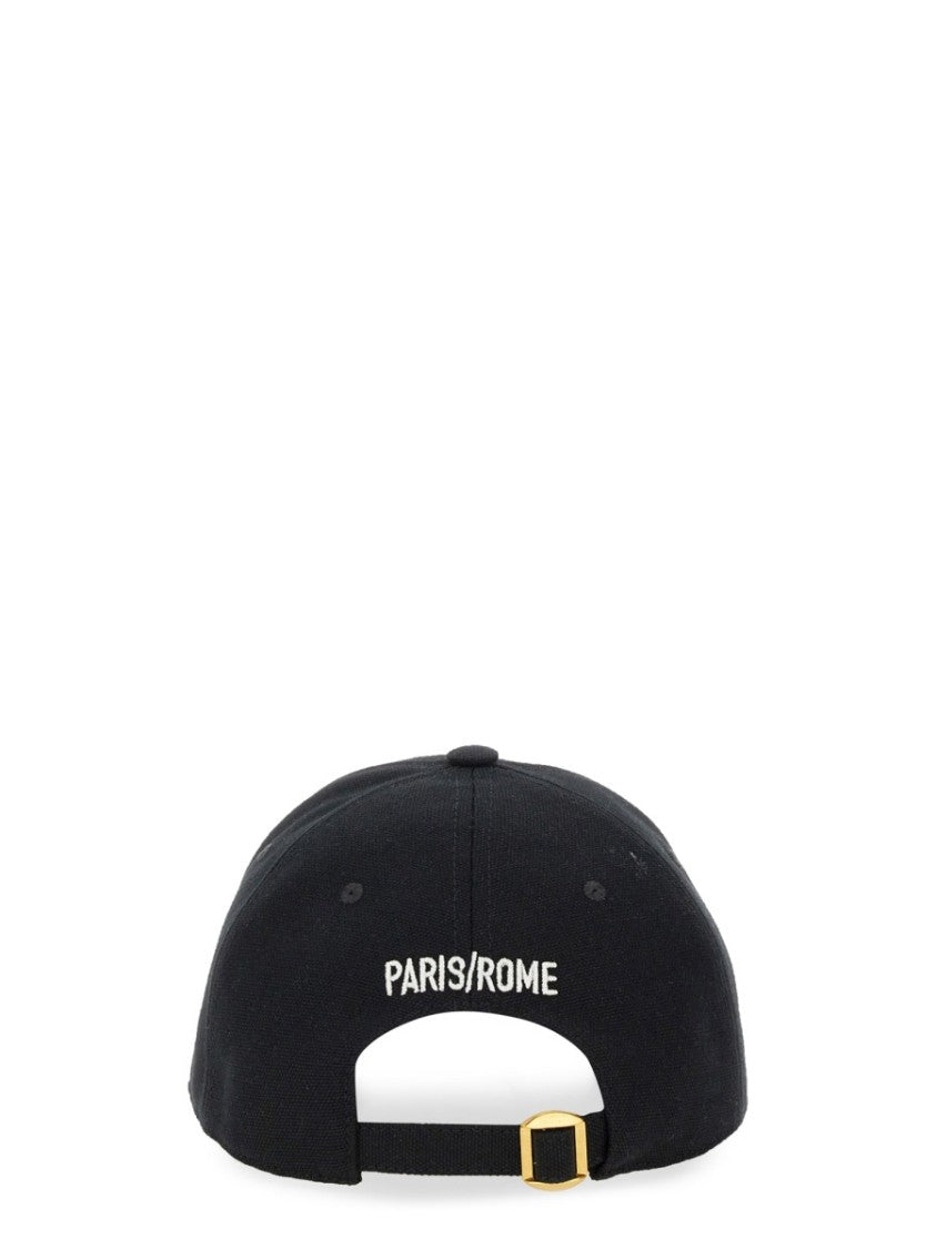 Embroidered Black Cotton Baseball Cap