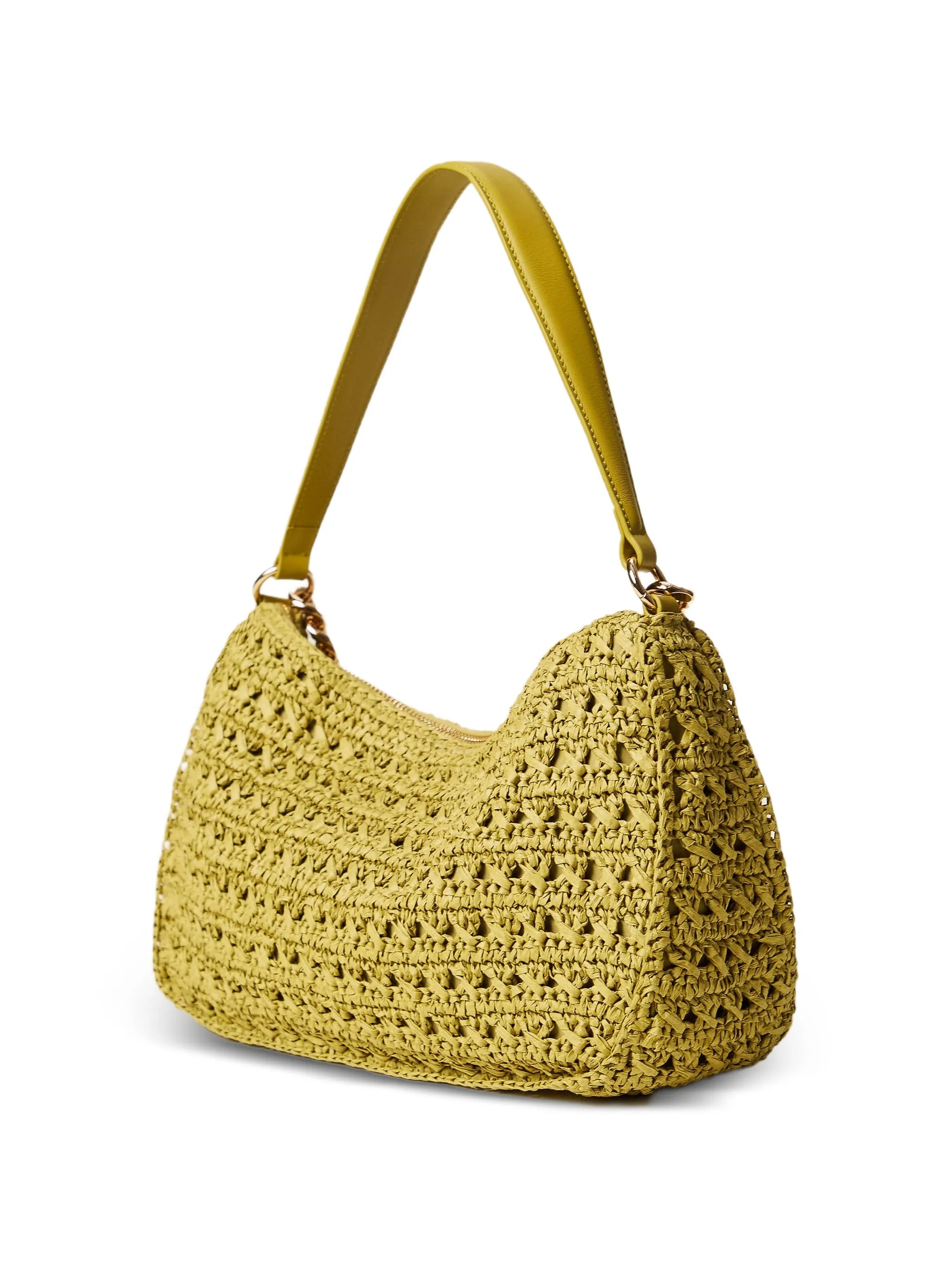 Mustard Yellow Textured Woven Shoulder Bag