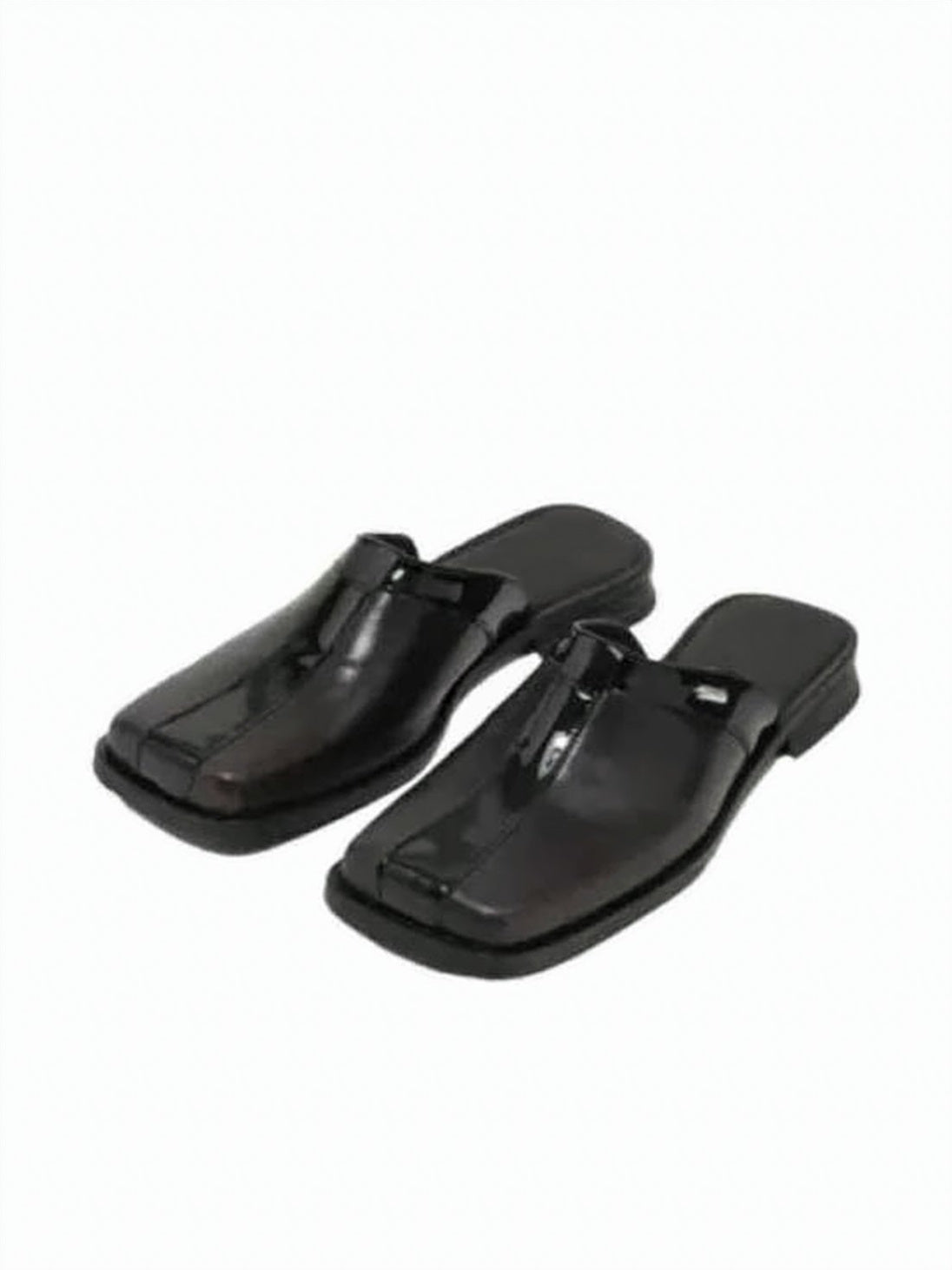 Sleek Black Leather Slip-On Mules with Vibram Sole