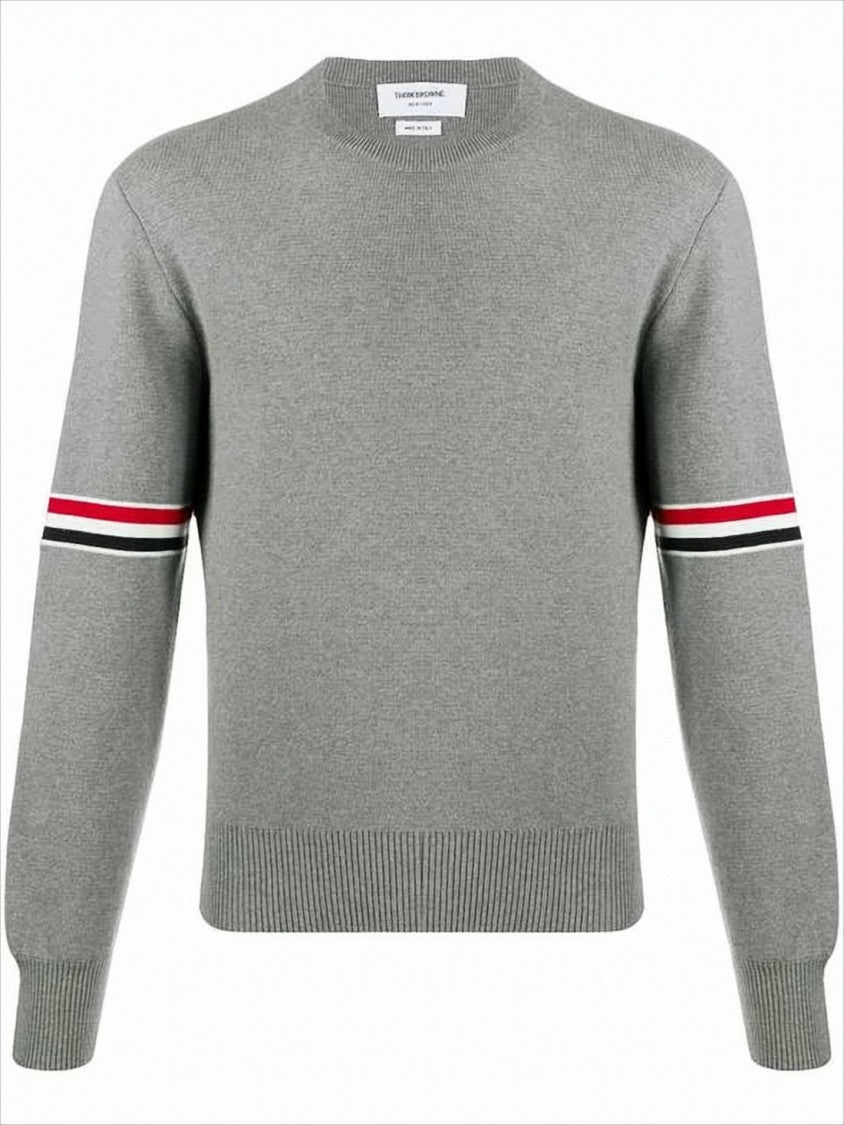Knit Sweater with RWB Striped Arm Bands and Fitted Silhouette