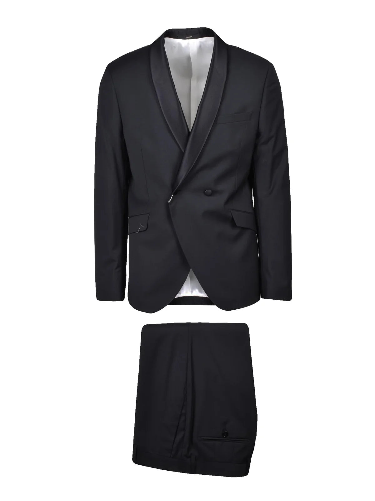 Double-Breasted Black Suit with Satin Lapel
