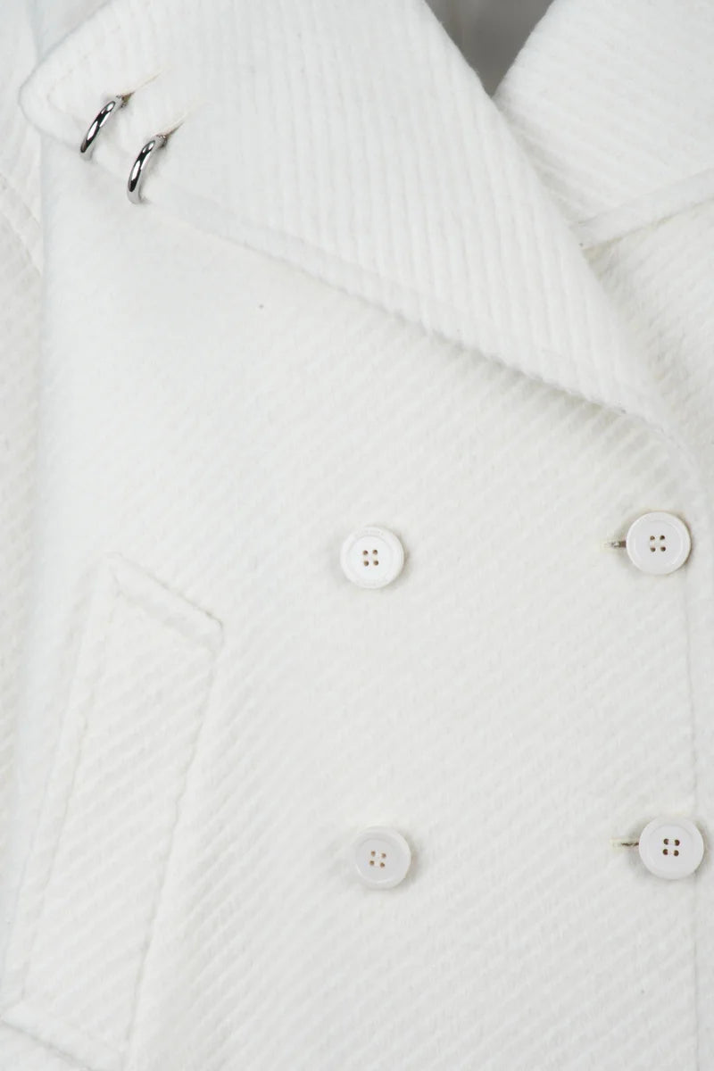 Double-Breasted White Coat with Classic Lapel