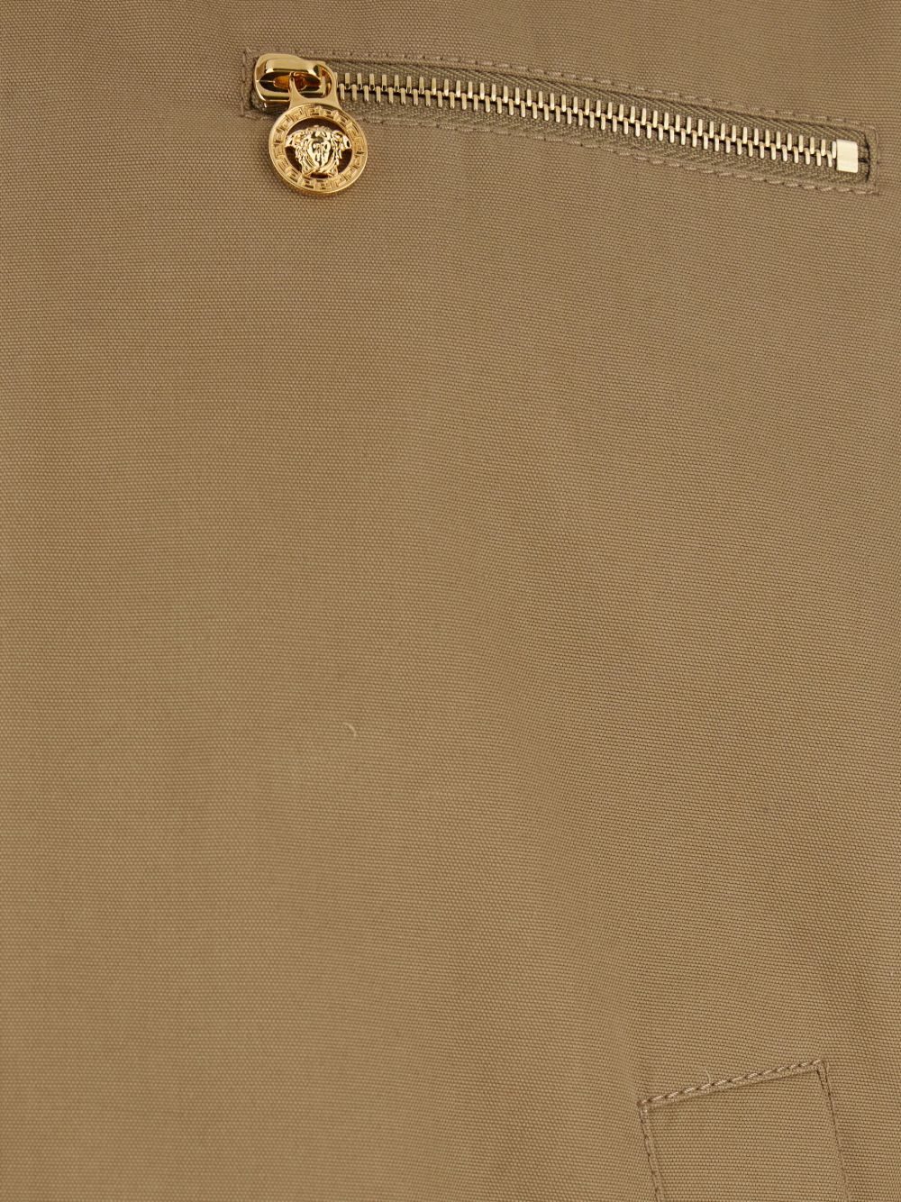 Cropped Beige Jacket With Brown Collar