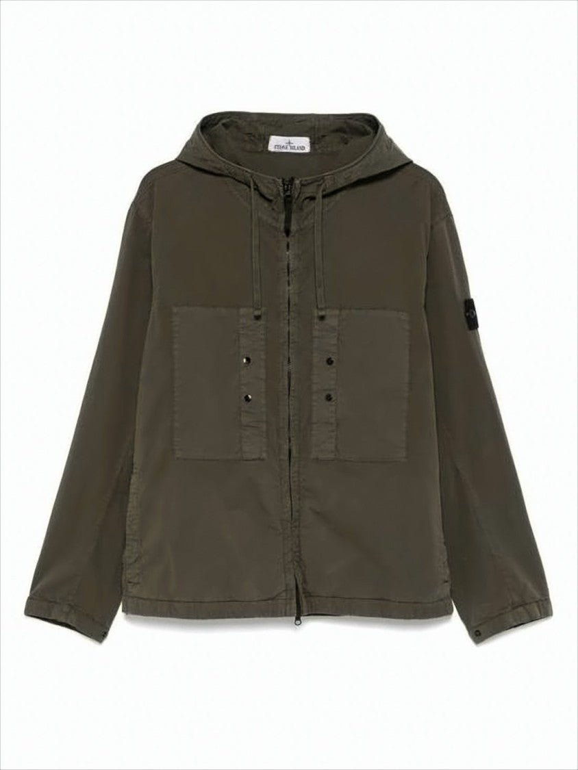 Relaxed-Fit Green Jacket with Adjustable Drawstrings