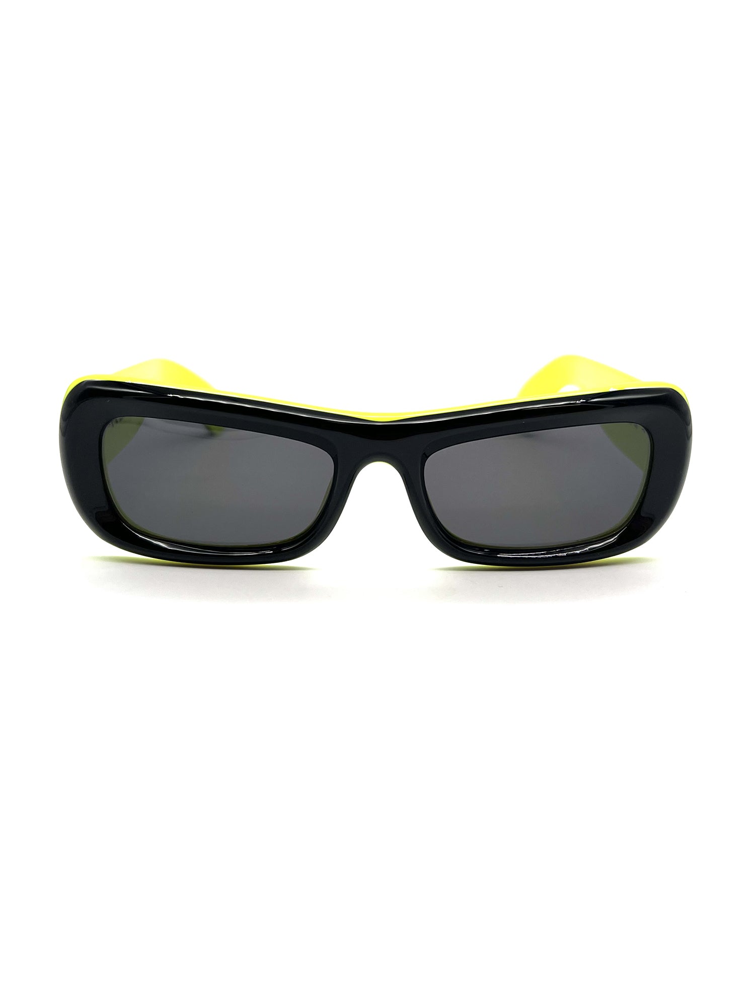 Angular Black Sunglasses with Yellow Accents