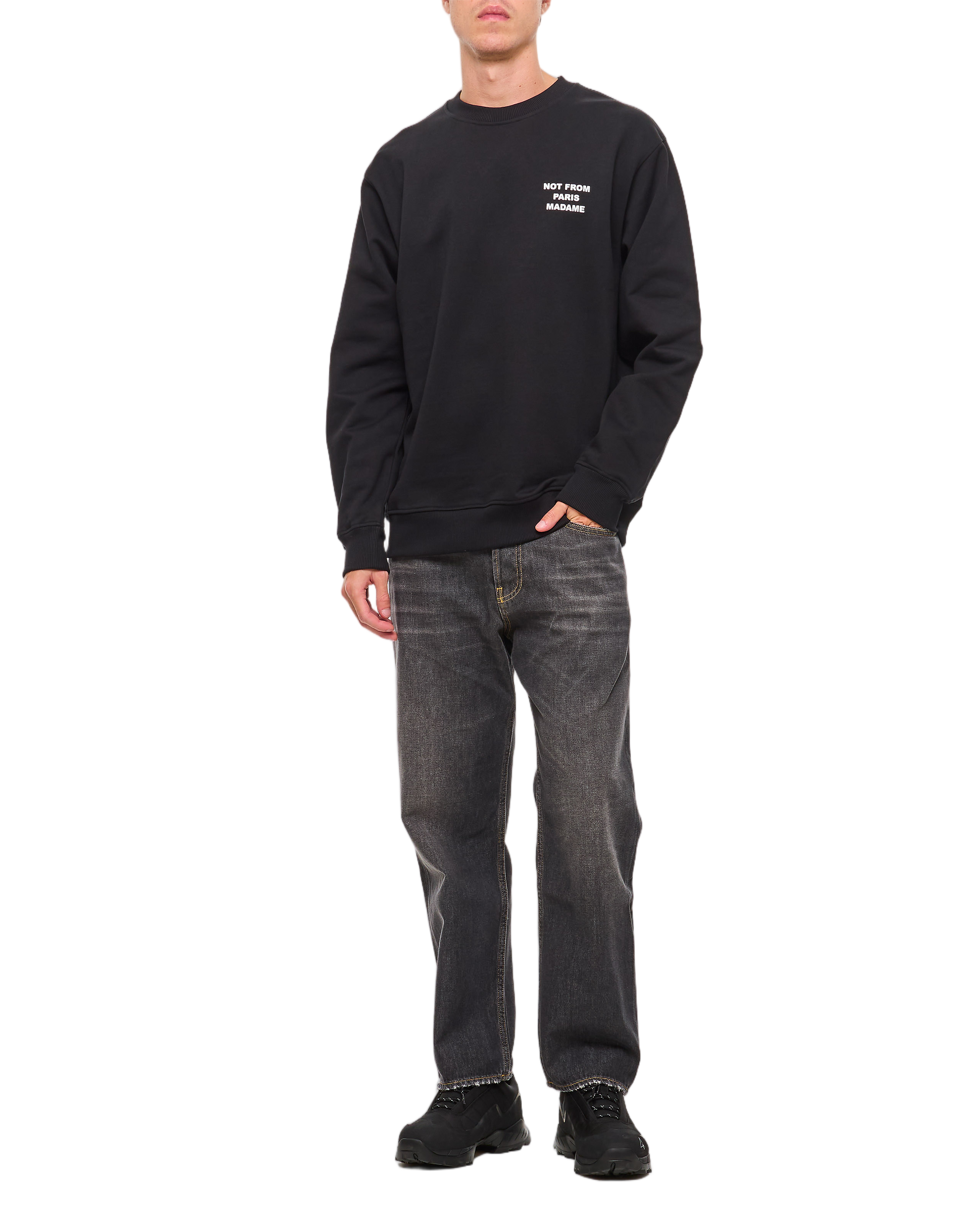 Black Slogan Heavyweight Cotton Crew-Neck Sweatshirt