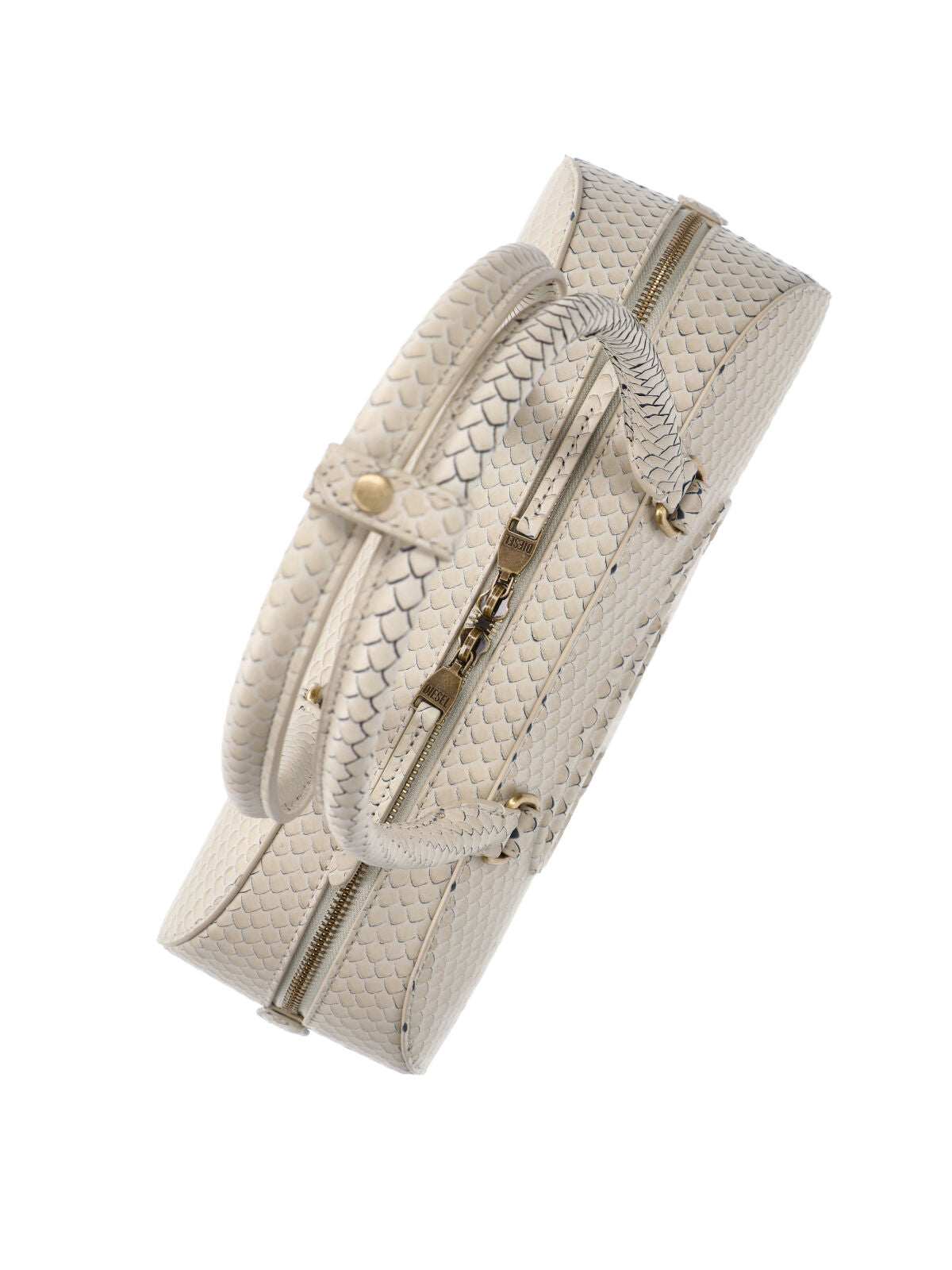Beige 1dr Dome Snake Pattern Bag