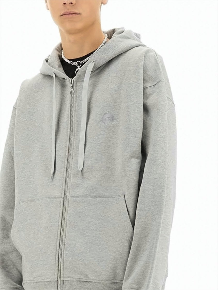 Relaxed Fit Grey Hoodie With Adjustable Hood And Zip Closure