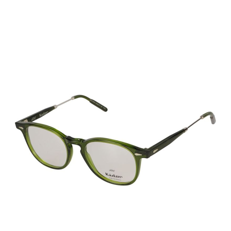 Buddy Translucent Olive Green Acetate Eyeglasses with Metallic Temples