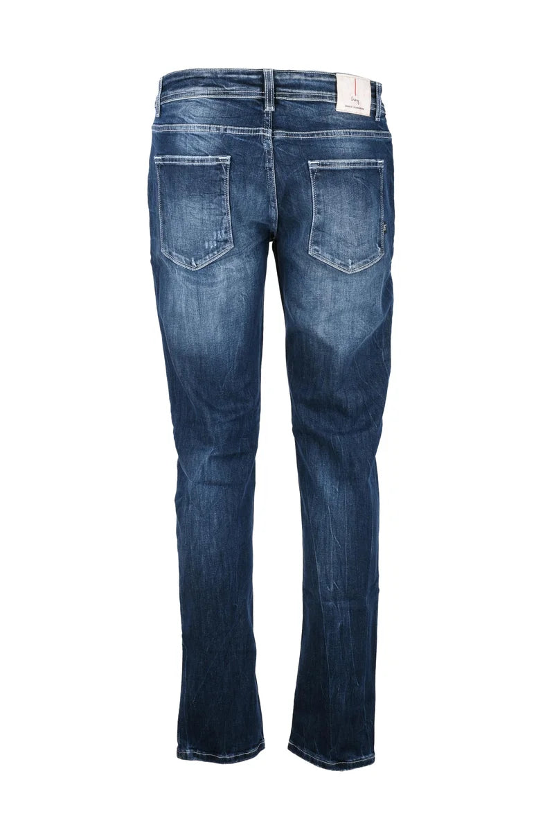 Blue Cotton Elastane Men Jeans