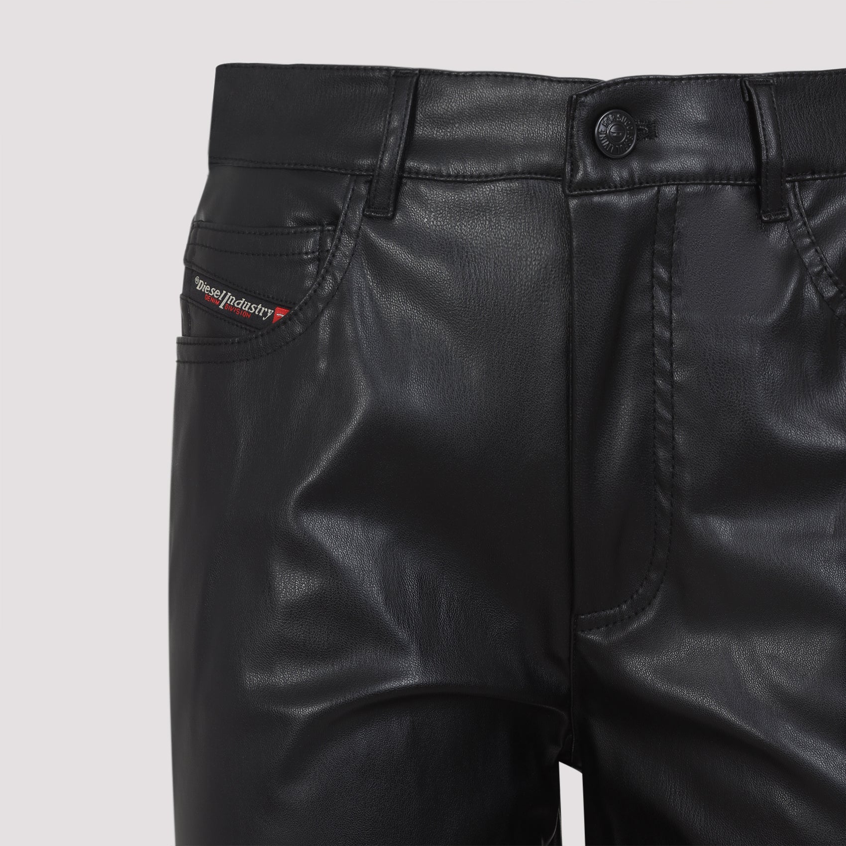 Straight-Leg Trousers With Leather-Like Finish