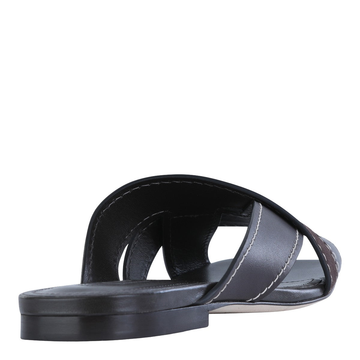 Slip-On Black Flats with Overlapping Smooth
