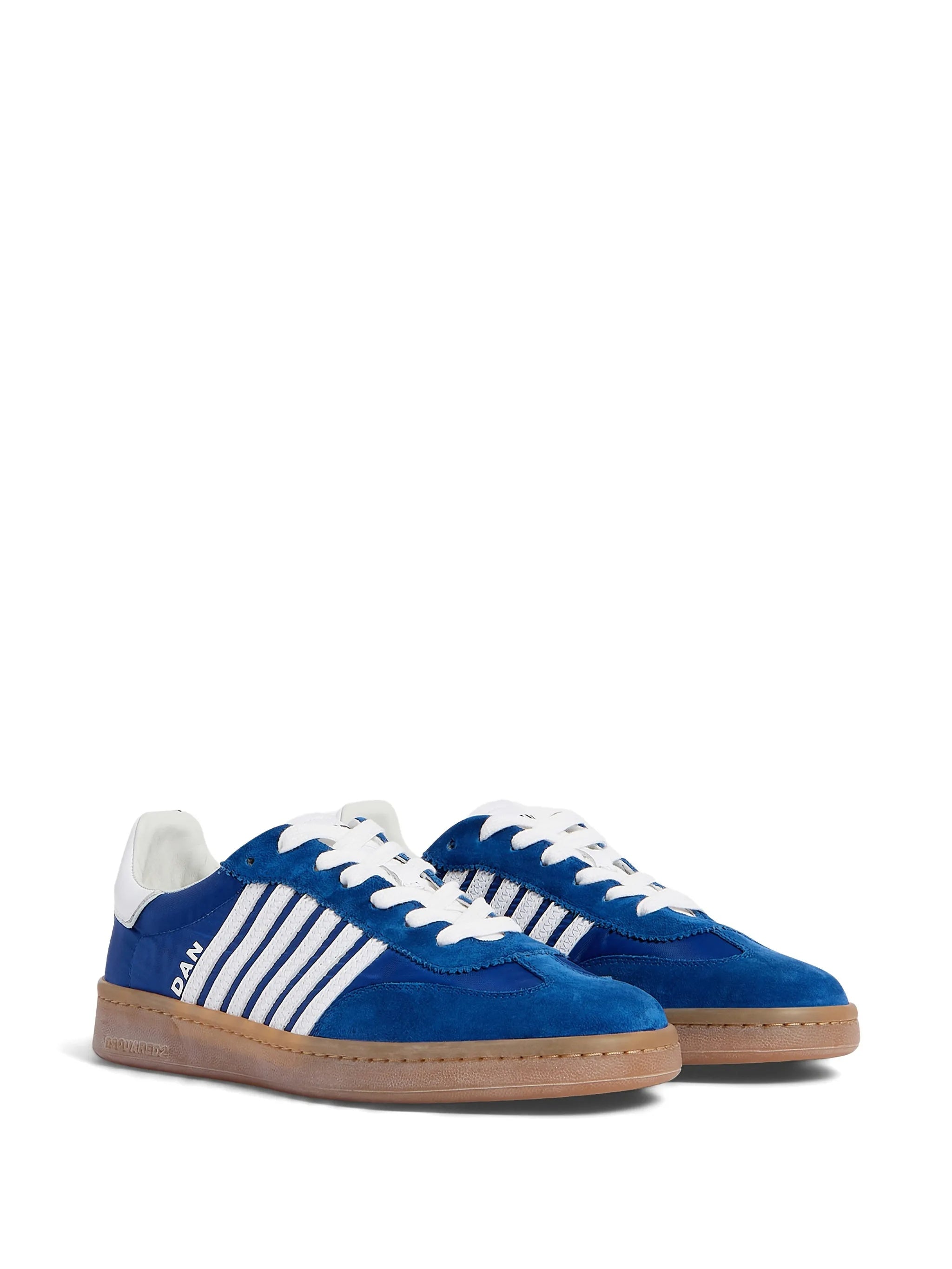 Blue Nylon White Stripe Running Sneakers