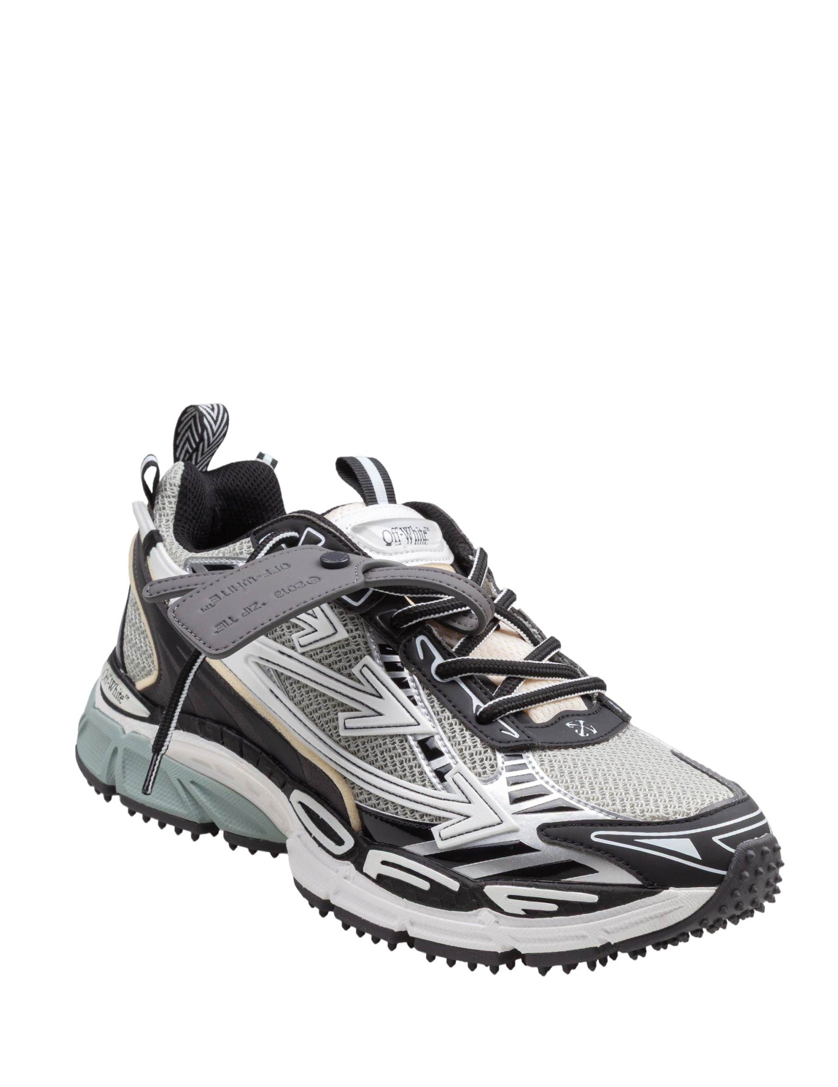 Mesh And Leather Sneakers With Iconic Arrow Motifs And Strap