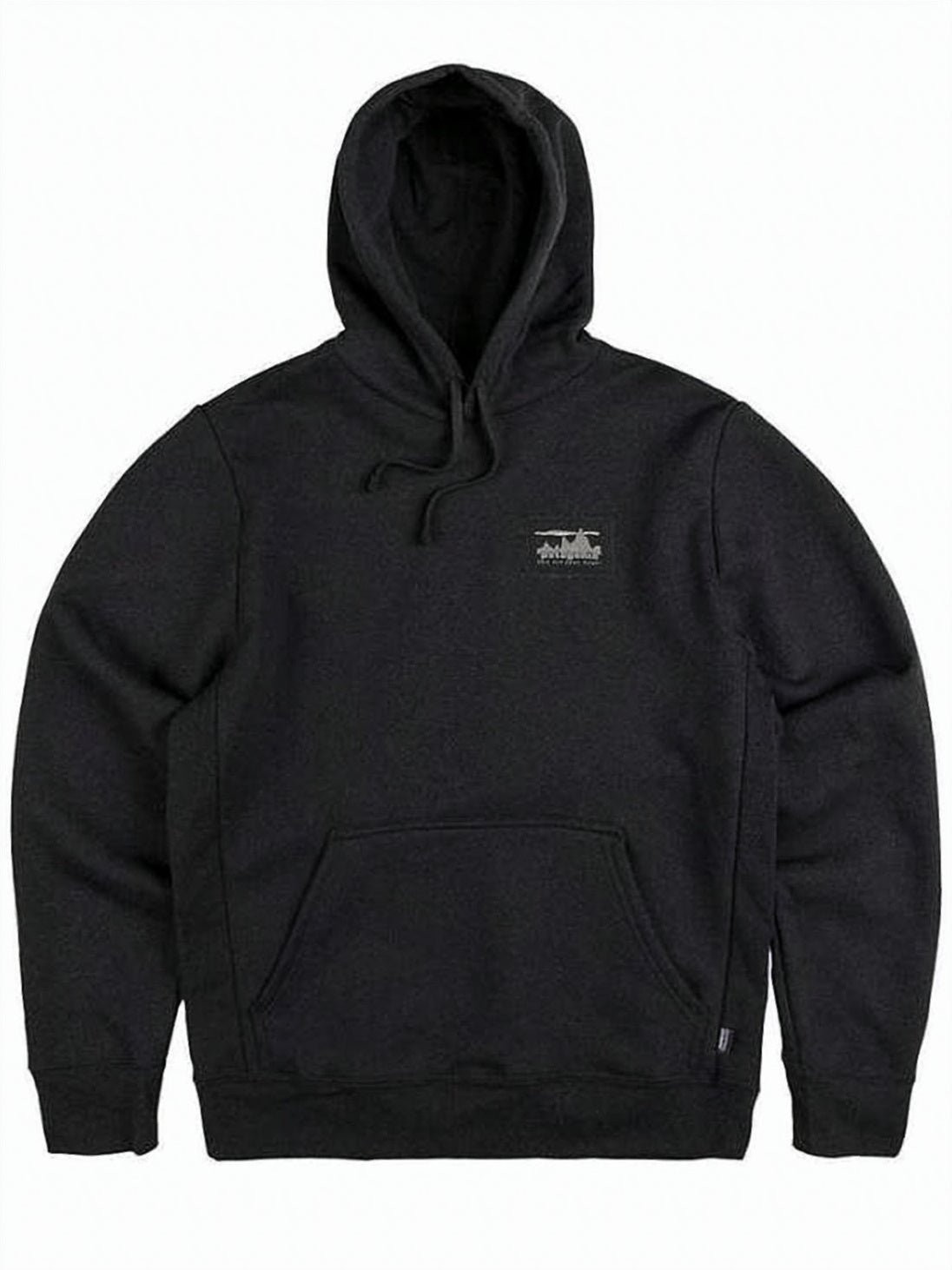 Relaxed Fit Black Hoodie With Adjustable Drawstring And Logo Patch
