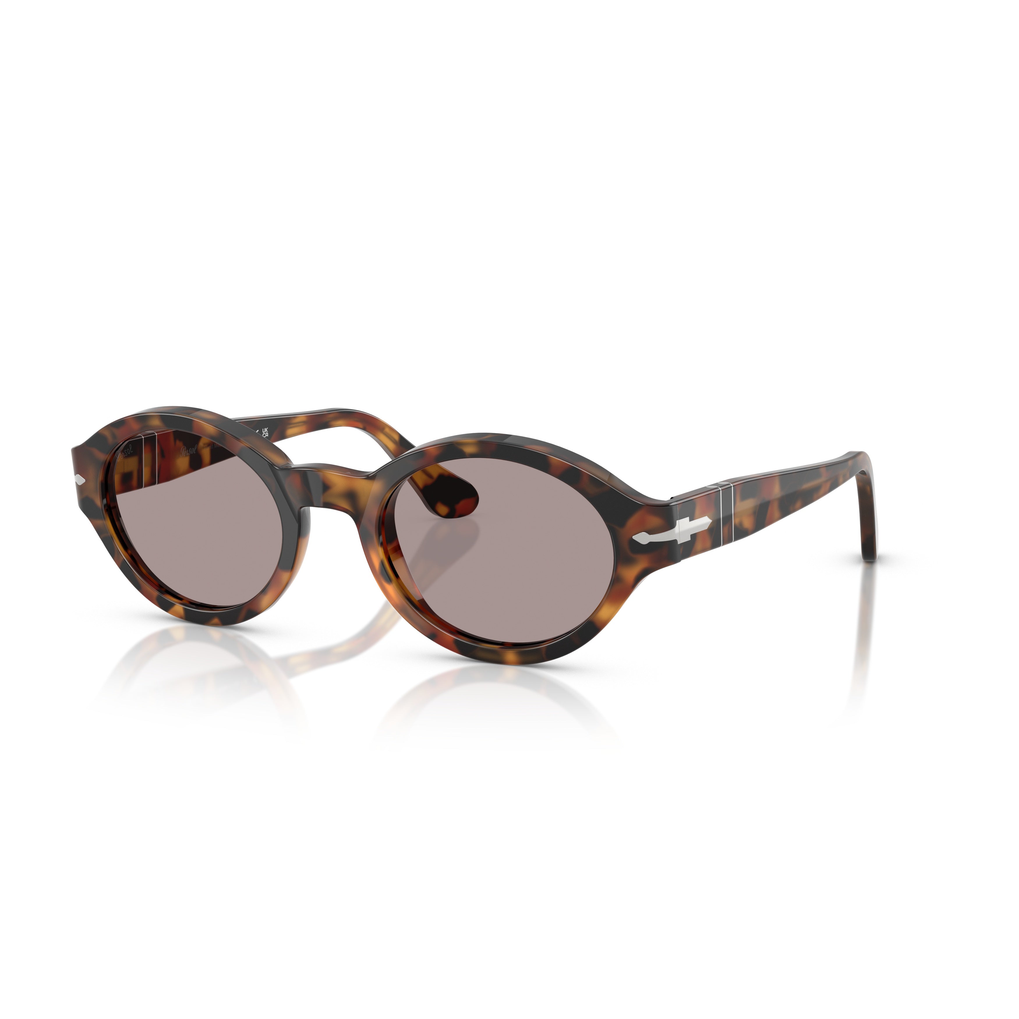 0po3378s Tortoiseshell Oval Sunglasses with Metallic Detail