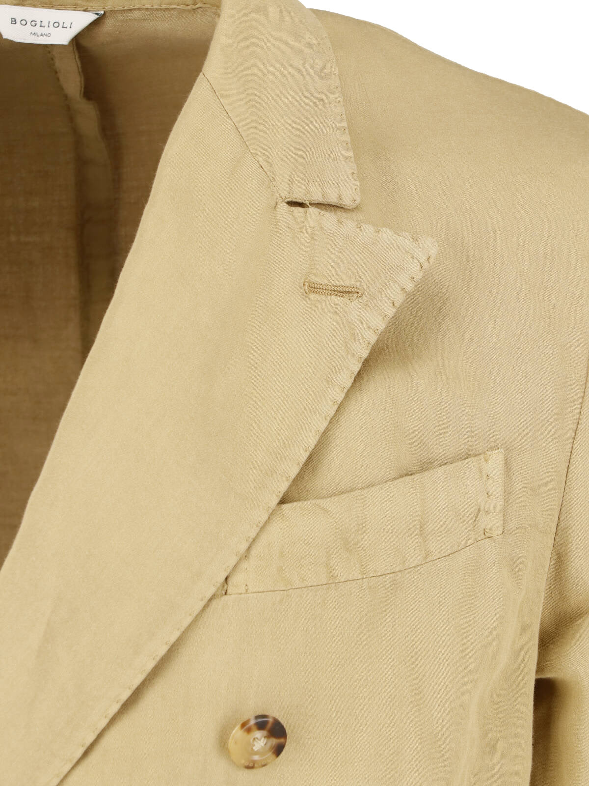 Beige Double-Breasted Cotton Linen Suit