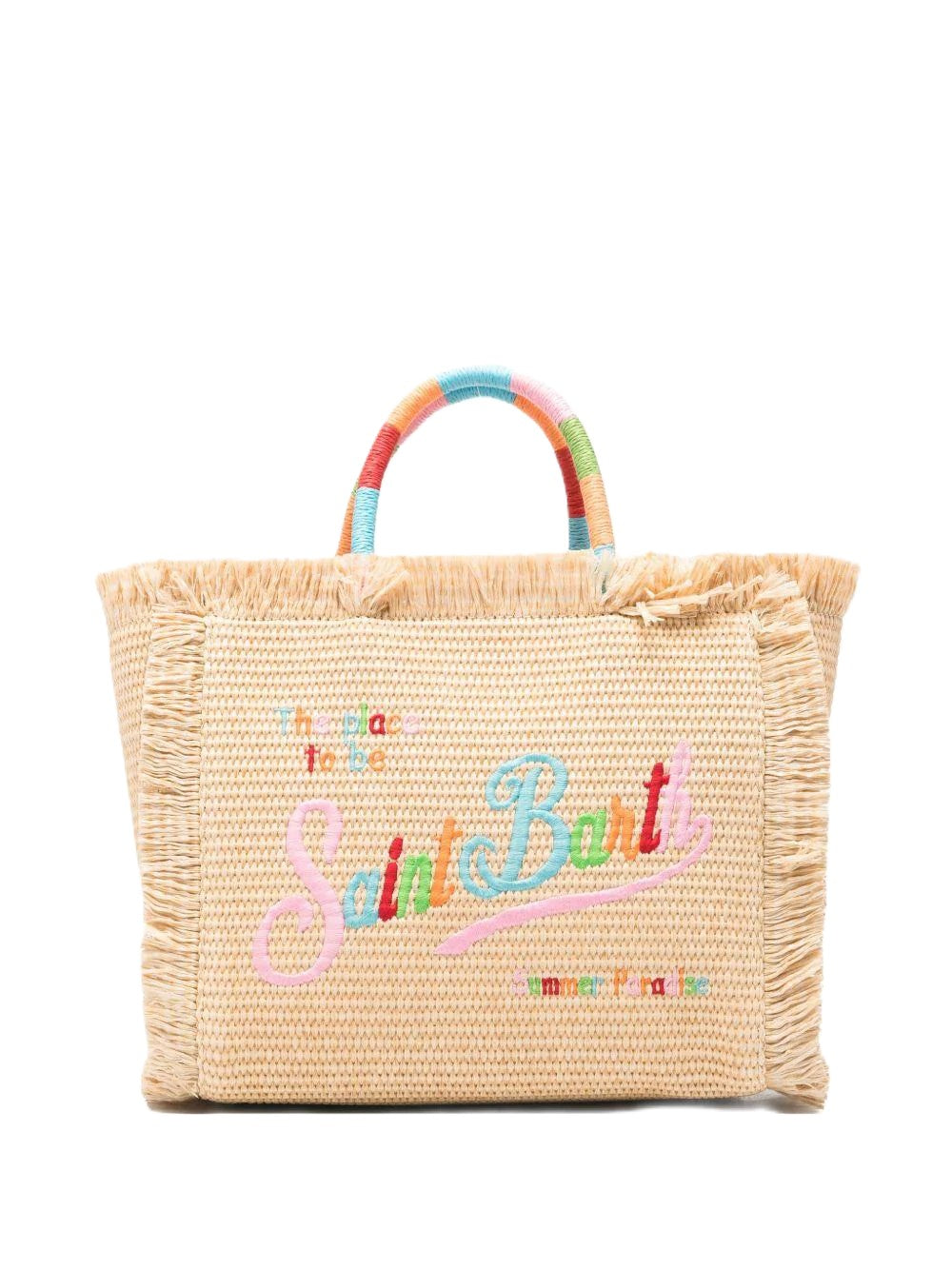Rectangular Woven Tote Bag with Fringed Edges