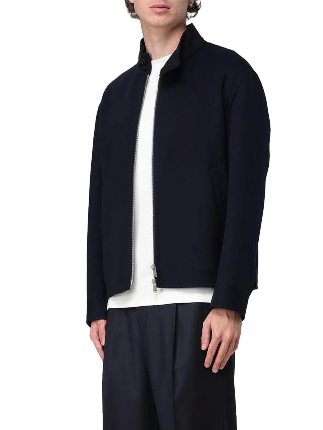 High Collar Black Wool Jacket
