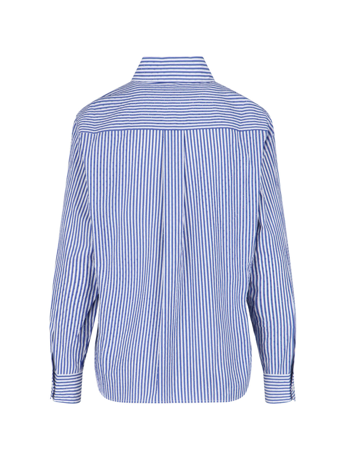 Blue Striped Cotton Shirt with Rhinestones