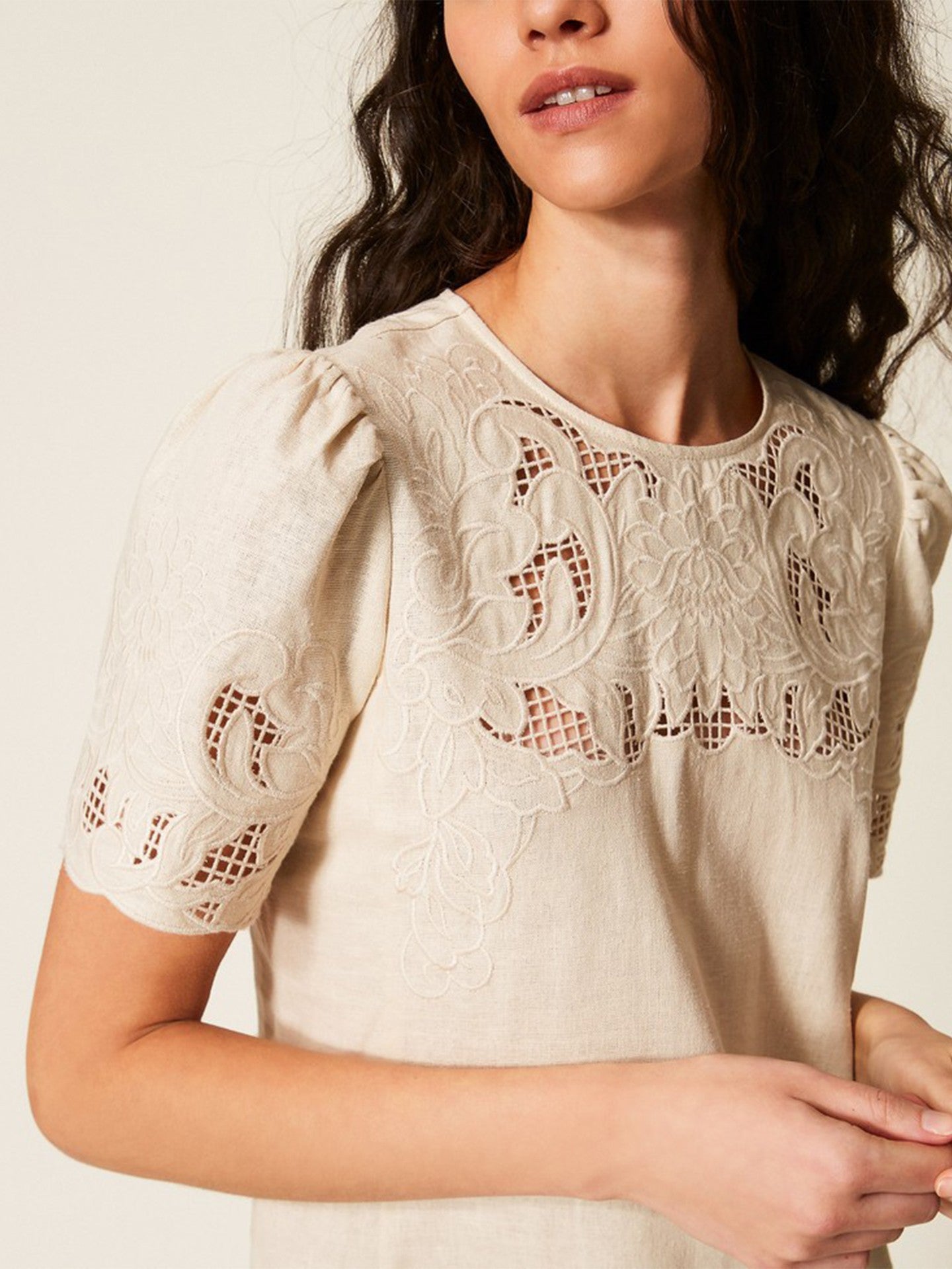Short Mini Dress with Puffed Sleeves