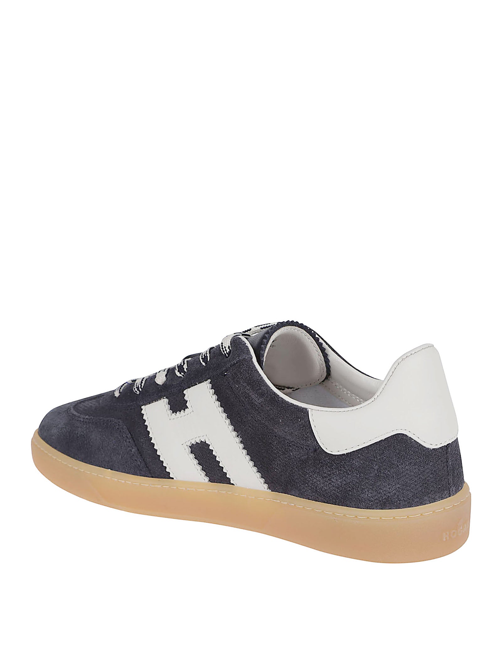 Suede Sneakers with Contrasting Leather Insert