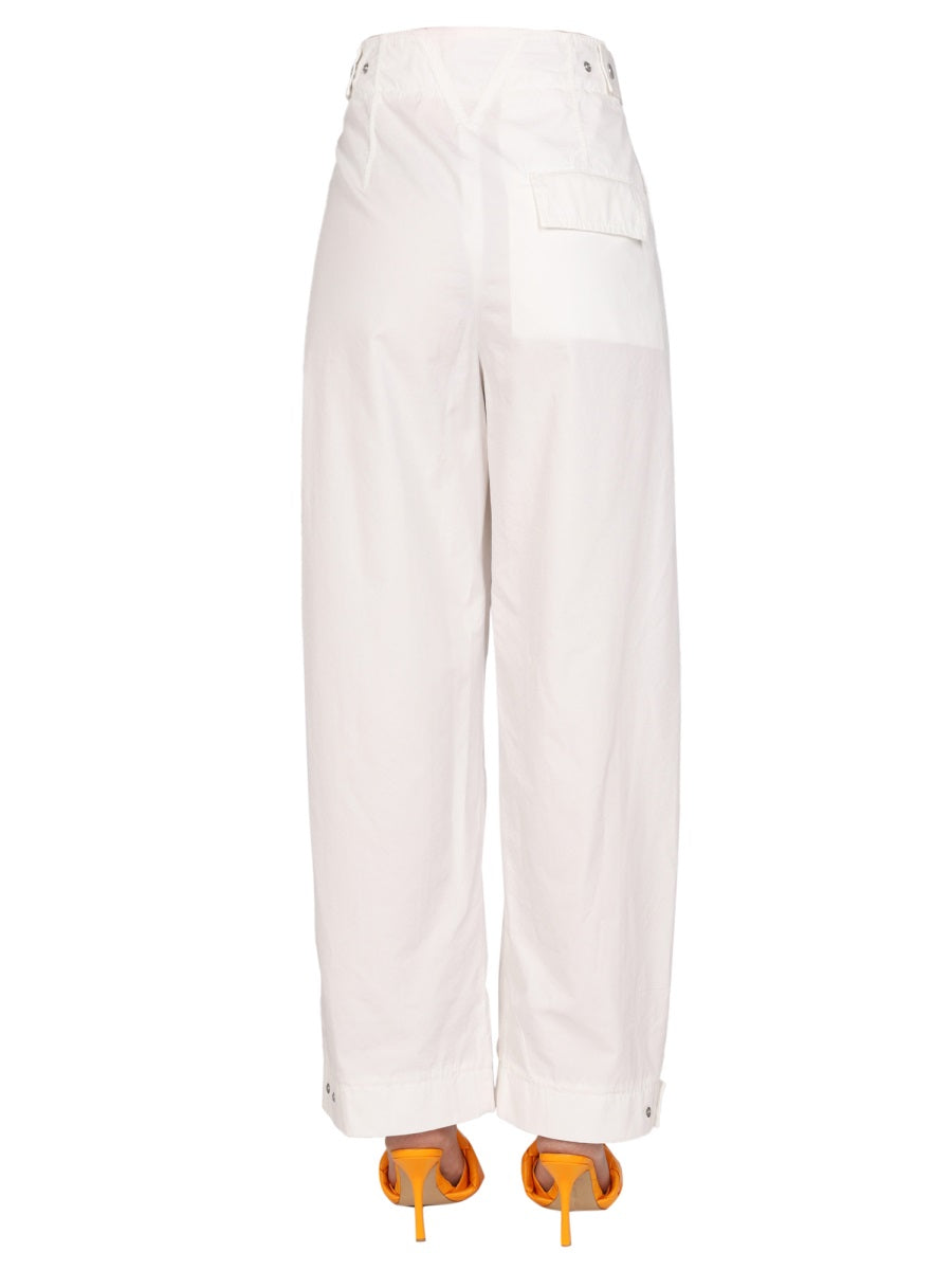 Front Button Closure Wide Leg Pants