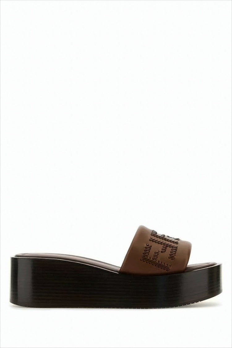 Intricate Stitched Platform Mule Sandals