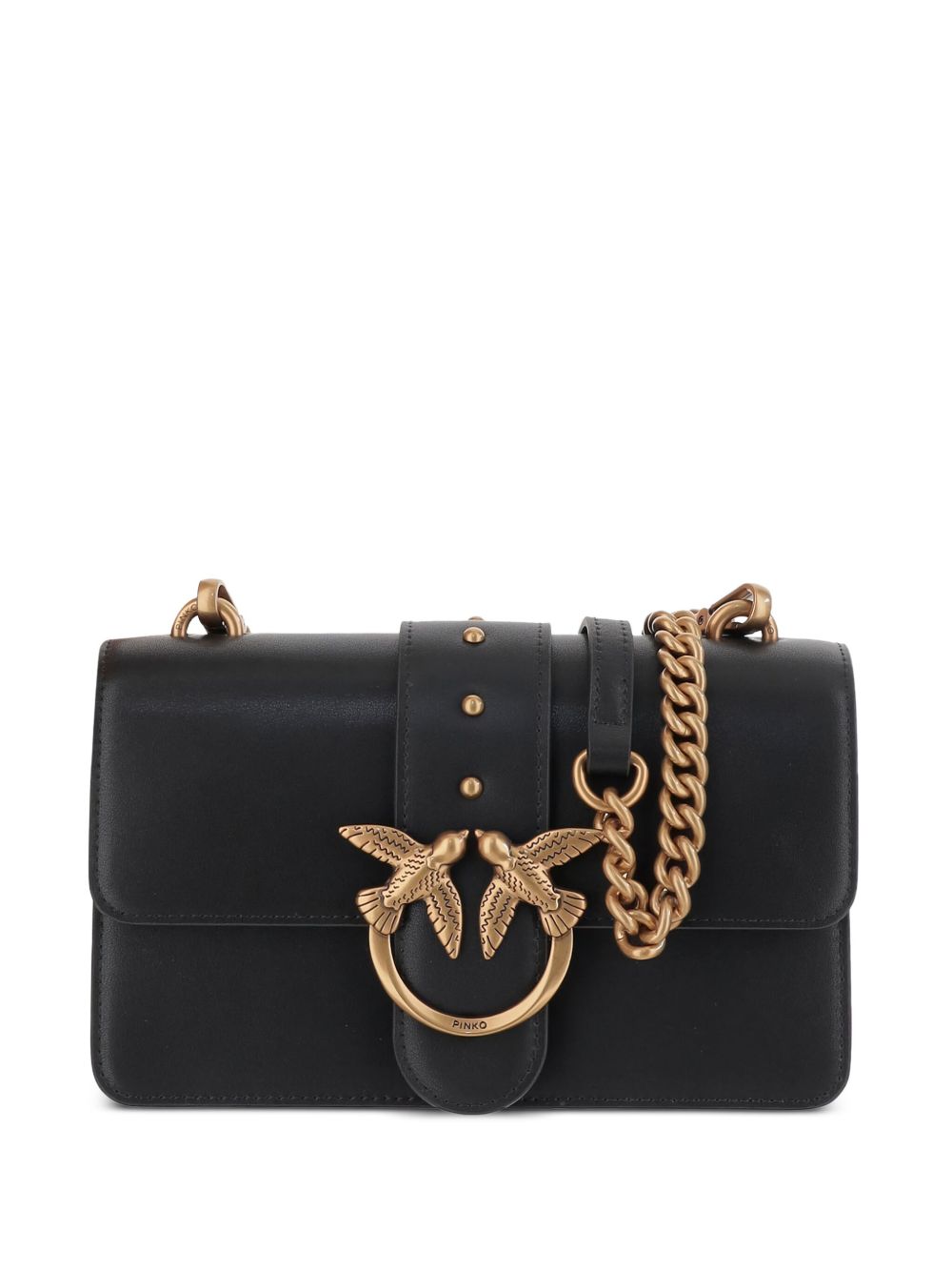 Rectangular Black Bag With Gold-Tone Chain Strap