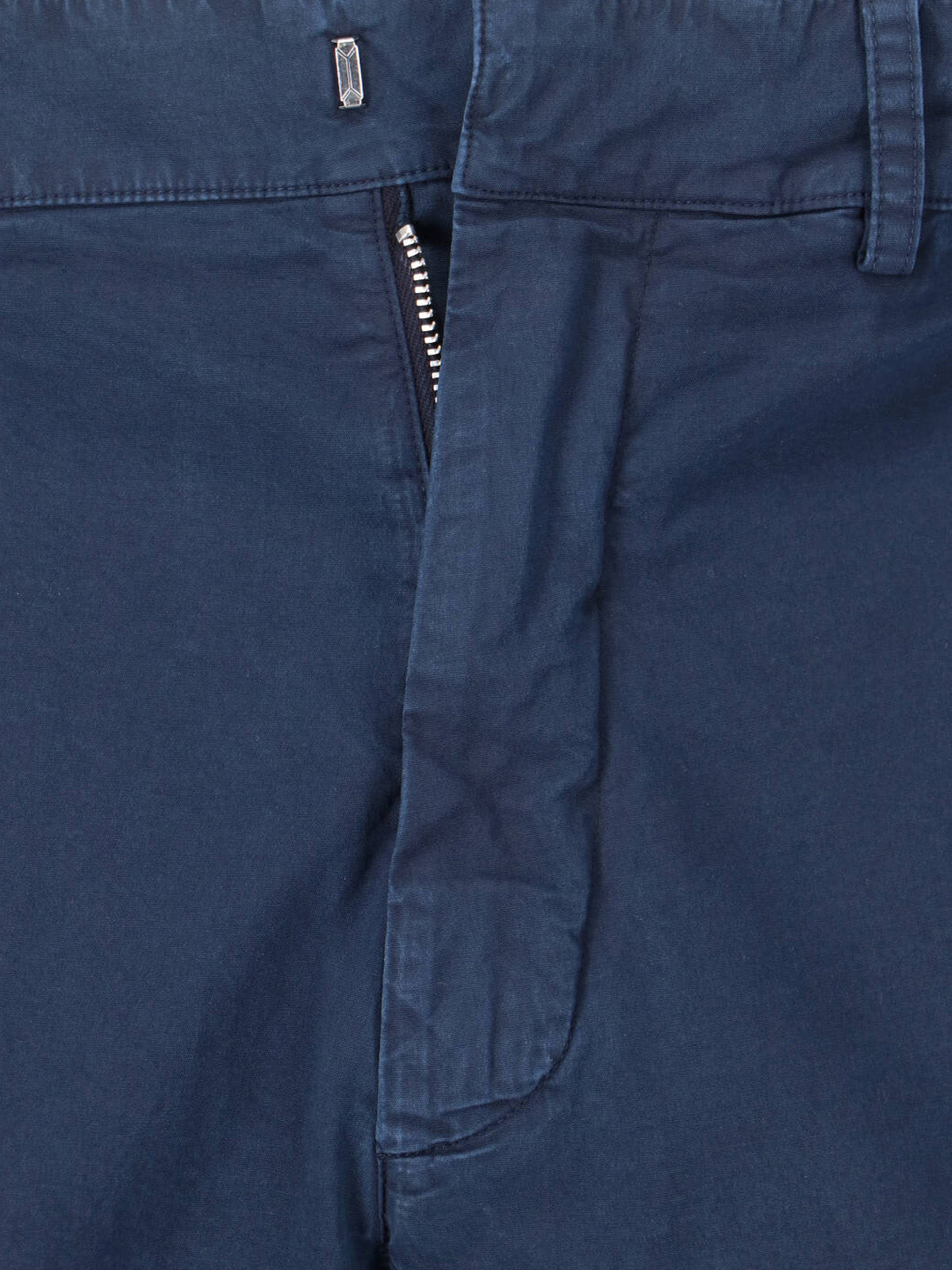 Blue Mid-Rise Cotton Straight Trousers