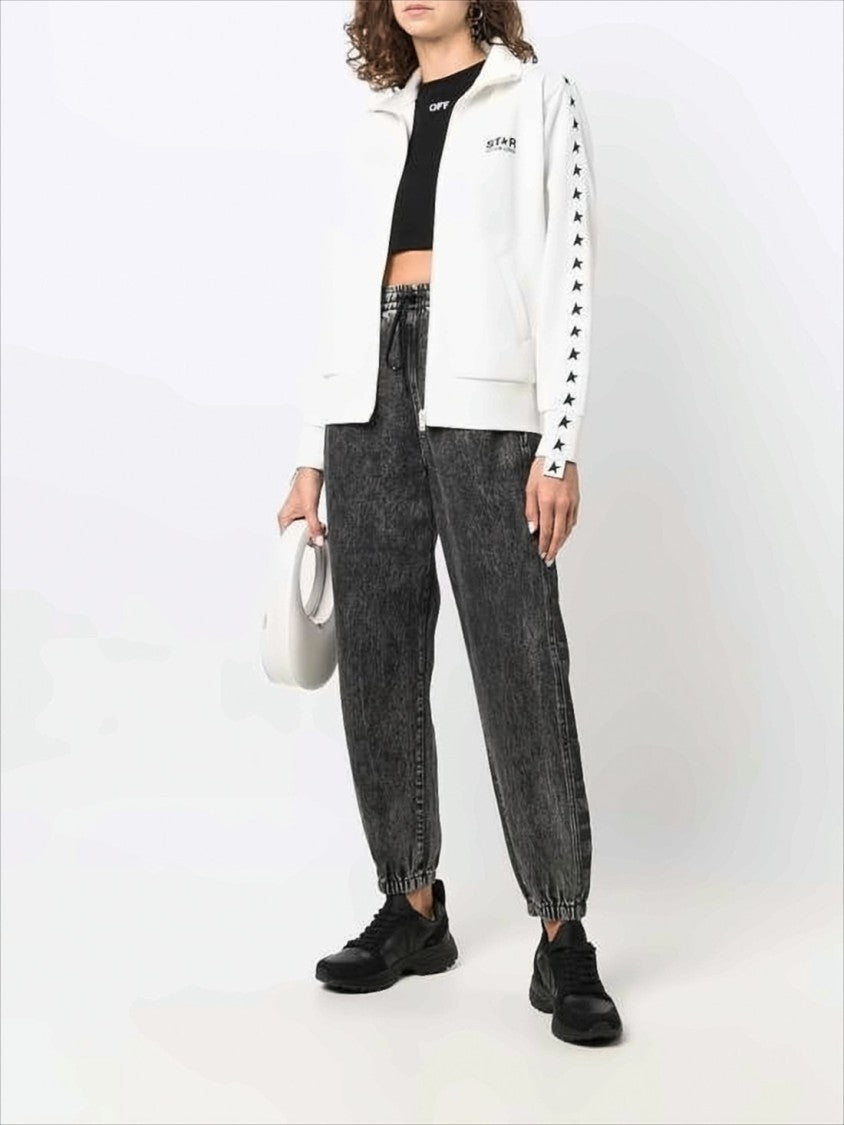 Track Jacket with Bold Star Stripe and Fitted Hem