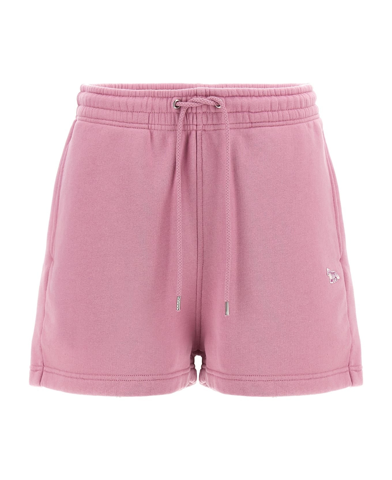 Pastel Pink Shorts With Elastic Waistband And Embroidered Detail
