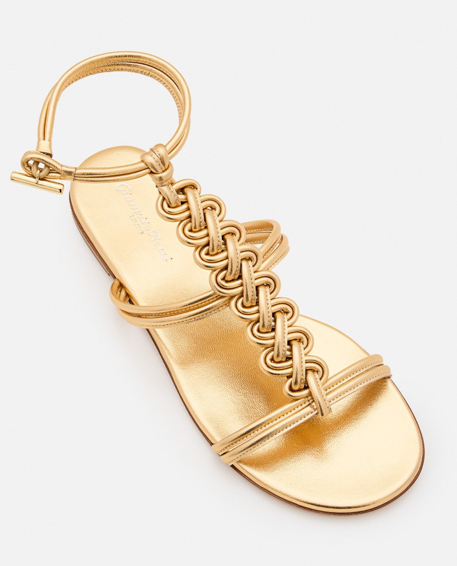 Woven Leather Sandals With Round Open Toe Design