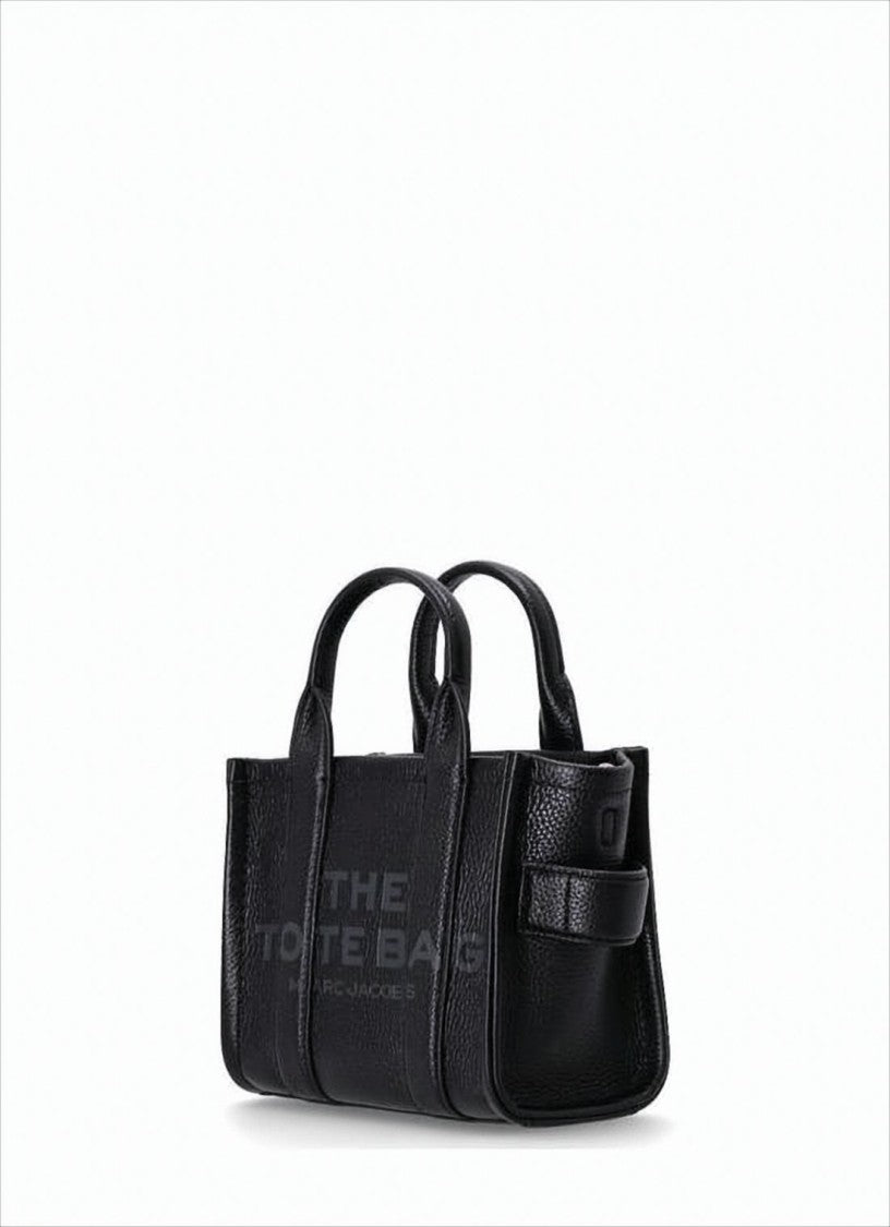 Textured Cow Leather Tote Bag with Embossed Branding