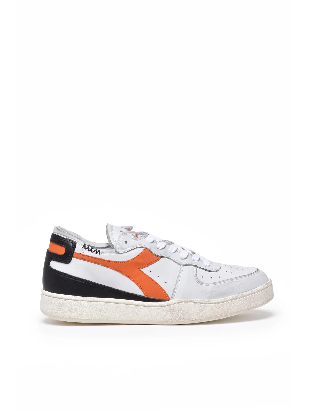 Grey Orange Leather Basket Row Sneakers