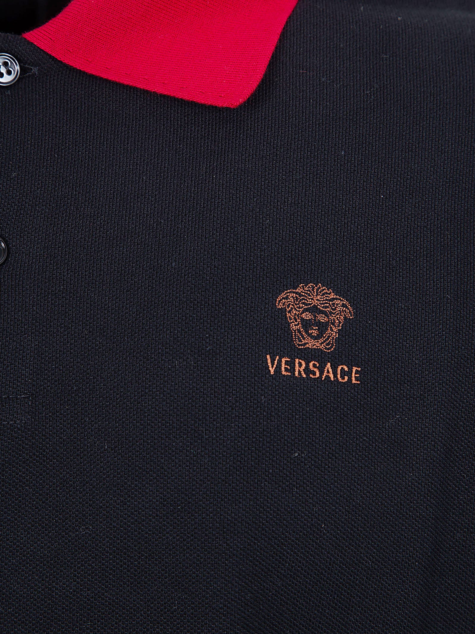 Classic Black Polo Shirt with Contrasting Red Details
